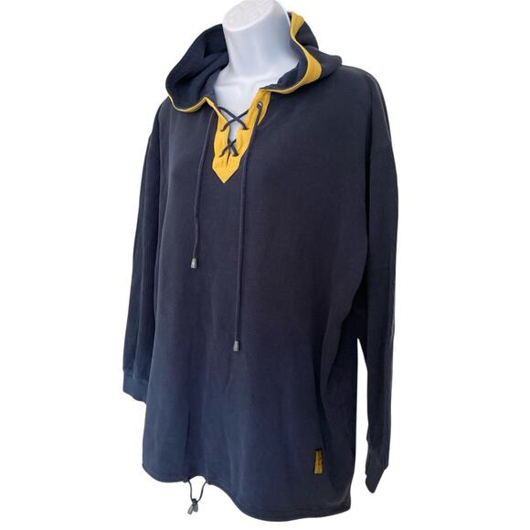 Vintage 90s Liz & Co Nautical Boating Collegiate Preppy Grunge Hooded Shirt OS - Picture 4 of 7